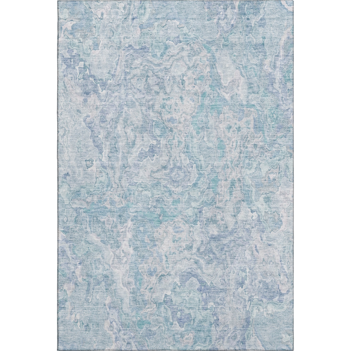 666821 5 x 8 ft. Sky Blue & Ivory Abstract Transitional Washable Machine Made Rectangle Area Rug with UV Protection