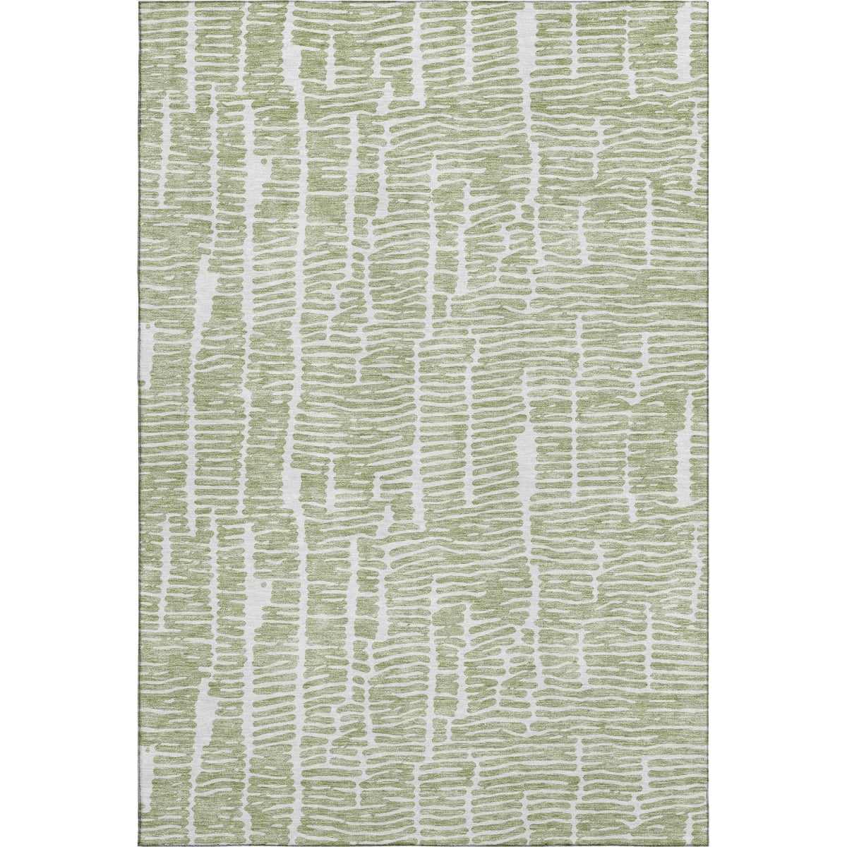 666835 9 x 12 ft. Artichoke Green & Ivory Vermicular Washable Machine Made Rectangle Area Rug with UV Protection