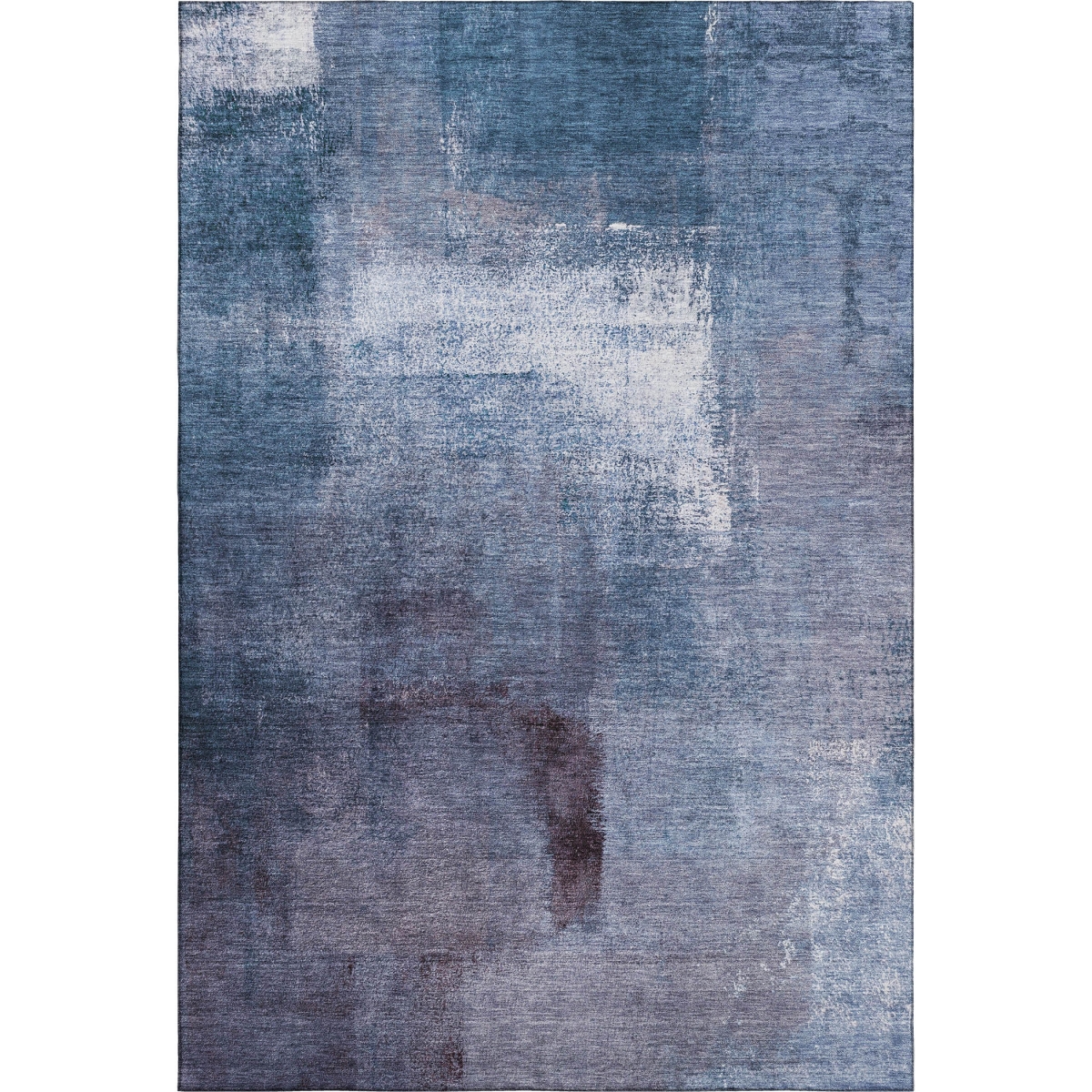 665283 9 x 12 ft. Navy Blue & Ivory Abstract Transitional Washable Machine Made Rectangle Area Rug with UV Protection