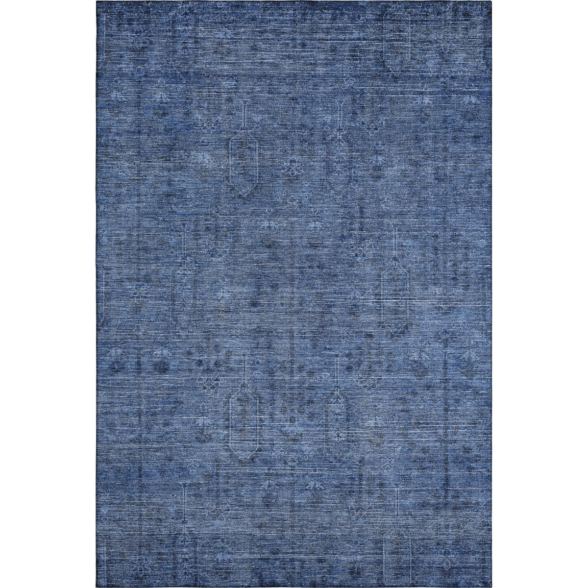 665423 5 x 8 ft. Navy Blue & Gray Southwestern Transitional Washable Machine Made Rectangle Area Rug with UV Protection