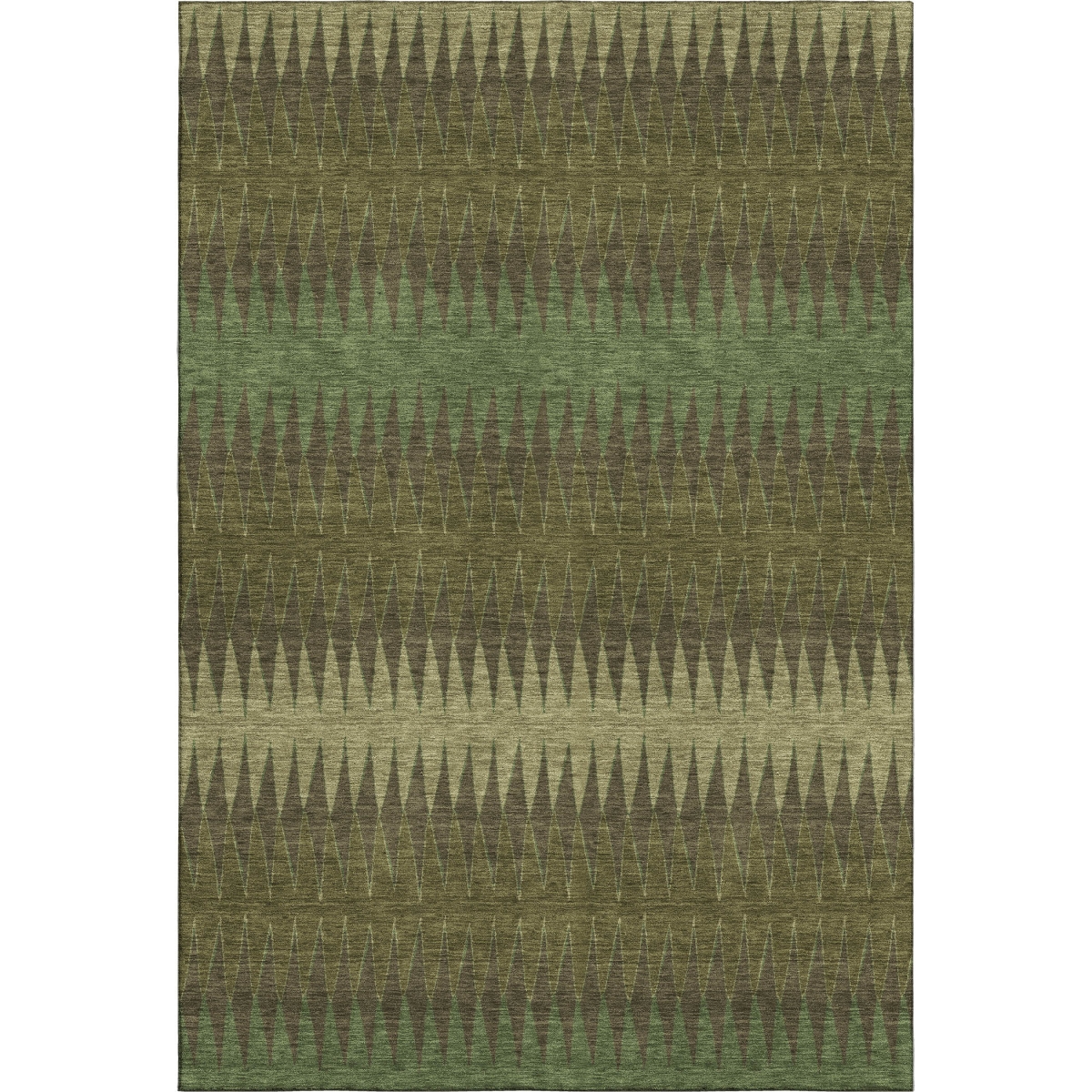 668980 8 x 10 ft. Olive Green & Chocolate Striped Washable Machine Made Rectangle Area Rug with UV Protection