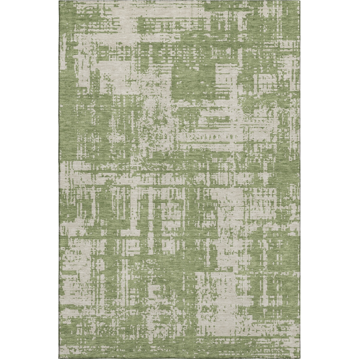 671150 10 x 14 ft. Green & Beige Abstract Transitional Washable Machine Made Rectangle Area Rug with UV Protection