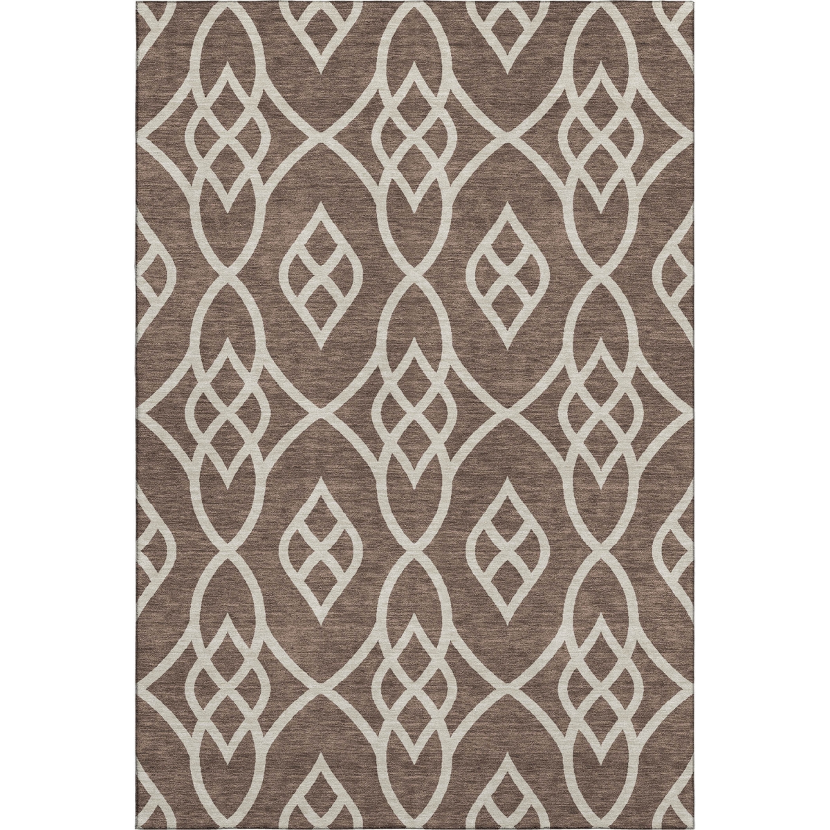 670253 8 x 10 ft. Chocolate & Beige Trellis Washable Machine Made Rectangle Area Rug with UV Protection