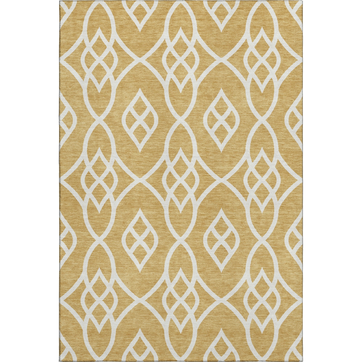 670259 8 x 10 ft. Gold & Ivory Trellis Washable Machine Made Rectangle Area Rug with UV Protection