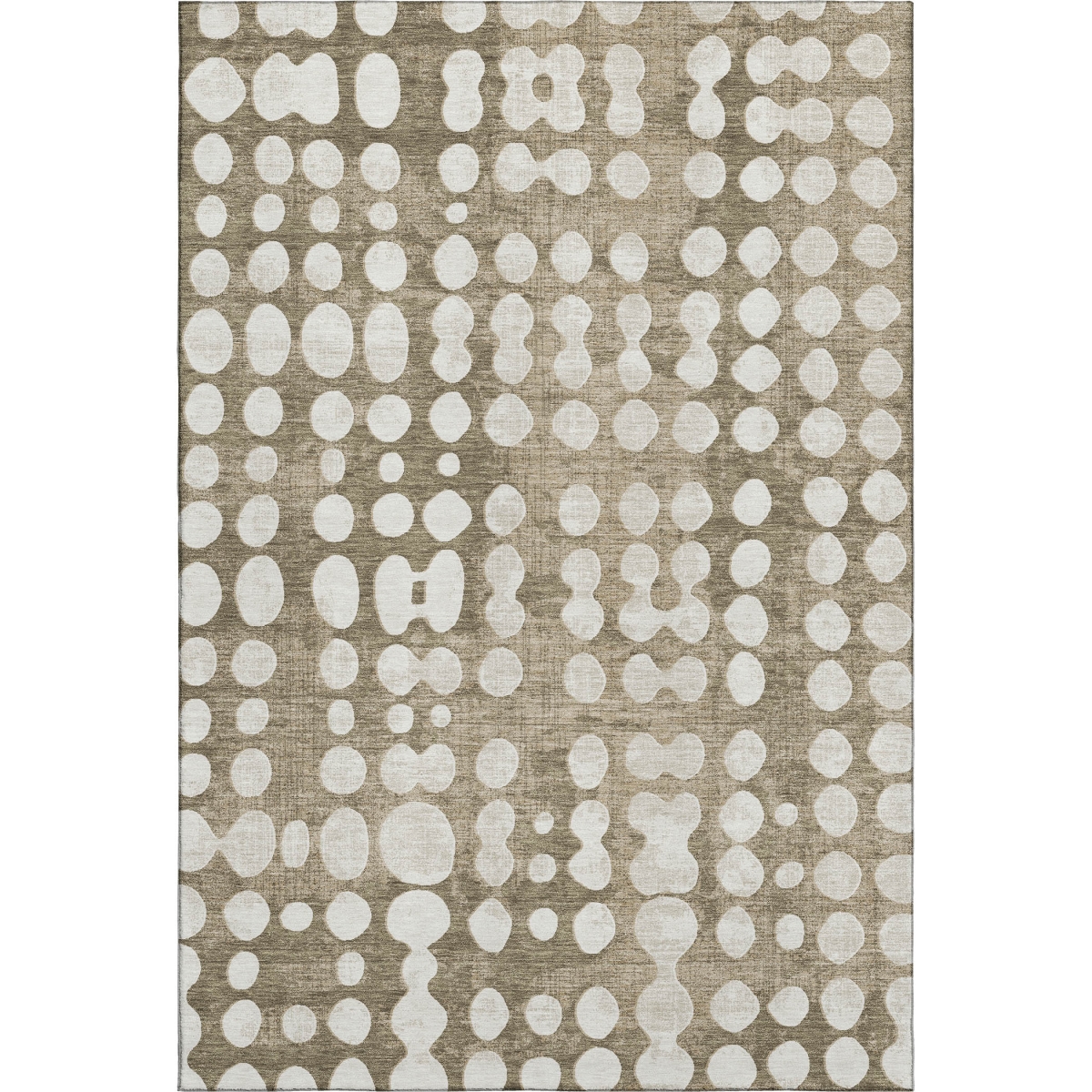 669146 5 x 8 ft. Taupe & Ivory Polka Dot Transitional Washable Machine Made Rectangle Area Rug with UV Protection