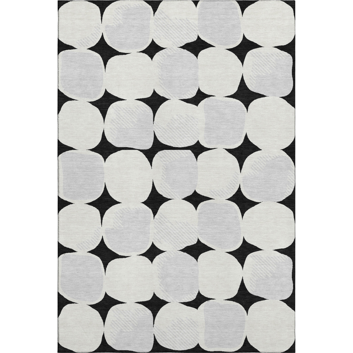 669166 8 x 10 ft. Black & Ivory Abstract Geometric Transitional Washable Machine Made Rectangle Area Rug with UV Protection