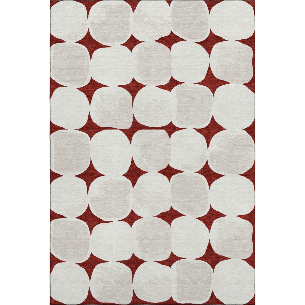 669176 5 x 8 ft. Burgundy & Ivory Abstract Geometric Transitional Washable Machine Made Rectangle Area Rug with UV Protection