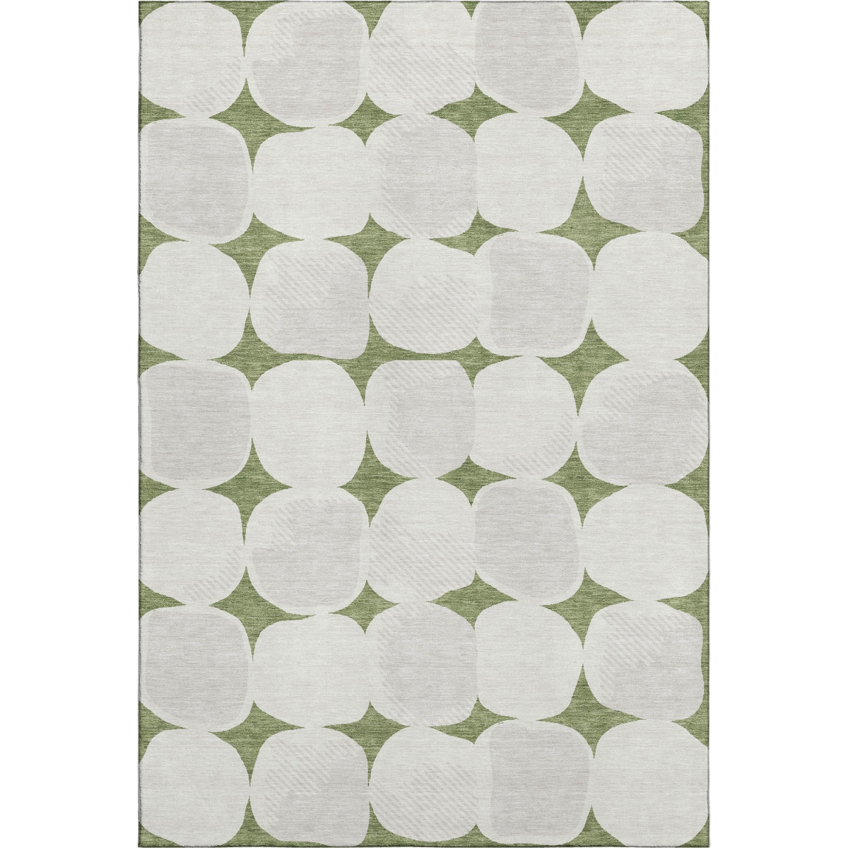 669197 9 x 12 ft. Green & Ivory Abstract Geometric Transitional Washable Machine Made Rectangle Area Rug with UV Protection