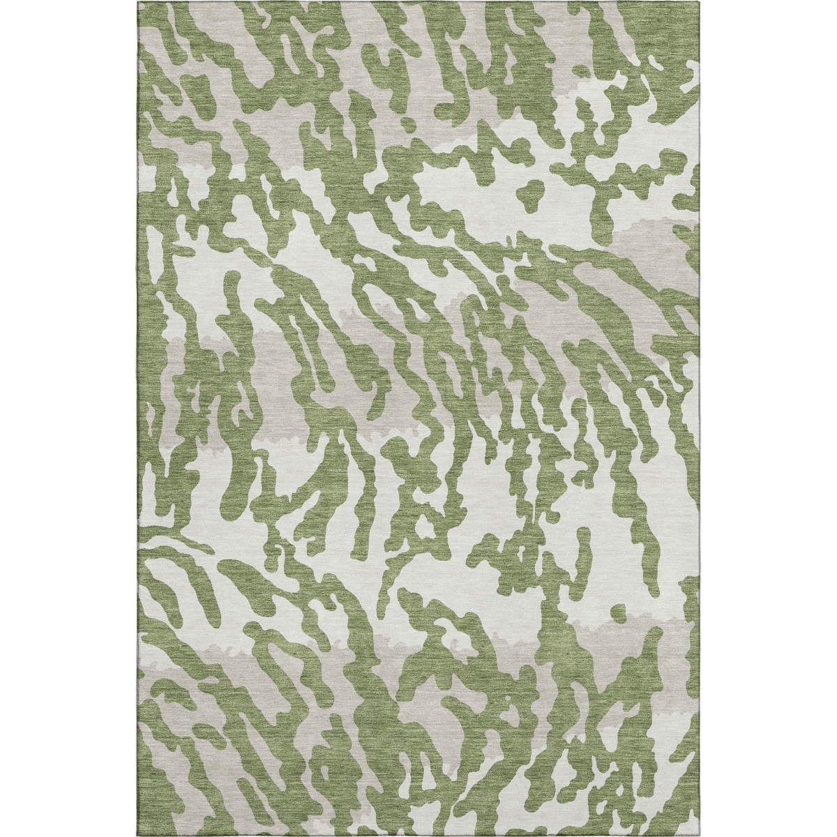 669446 5 x 8 ft. Green & Ivory Animal Print Washable Machine Made Rectangle Area Rug with UV Protection