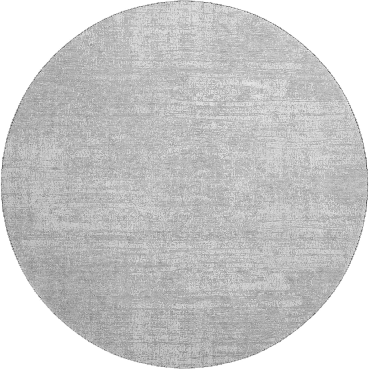 667141 8 ft. Silver & Gray Abstract Transitional Washable Round Area Rug with UV Protection