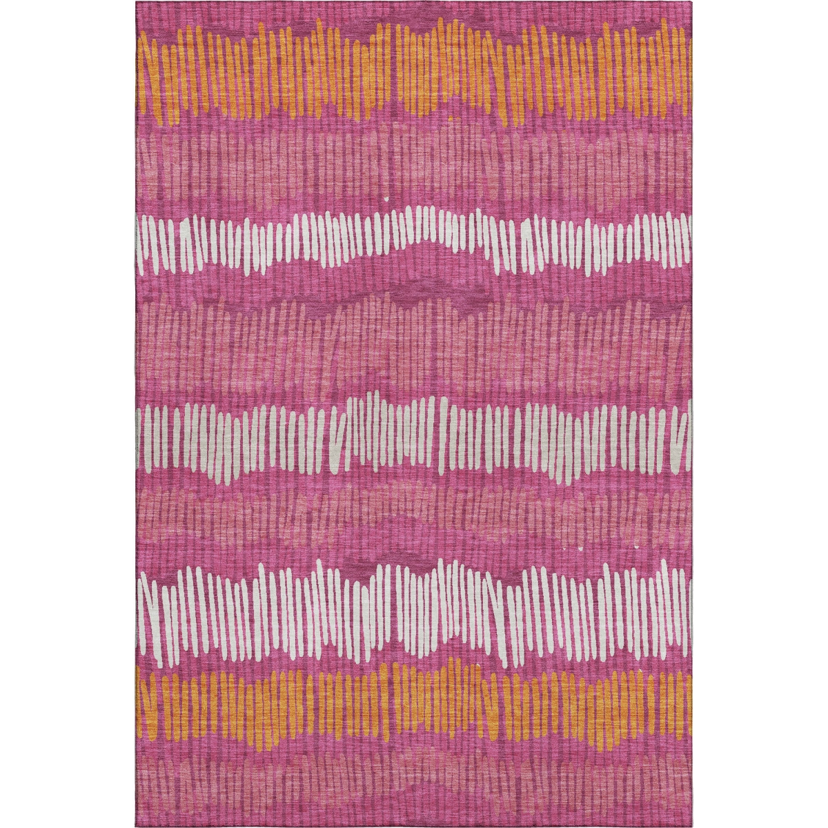 670620 8 x 10 ft. Blush Orange & Ivory Striped Washable Machine Made Rectangle Area Rug with UV Protection