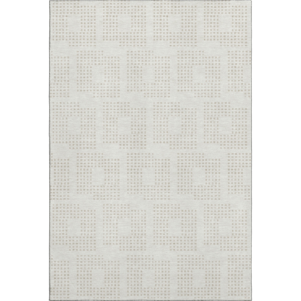 670714 5 x 8 ft. Ivory & Beige Geometric Transitional Washable Machine Made Rectangle Area Rug with UV Protection