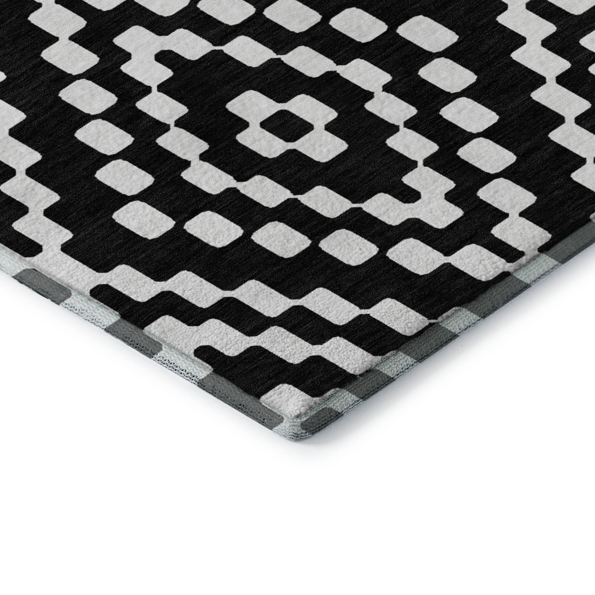 670782 8 x 10 ft. Black & Ivory Geometric Transitional Washable Machine Made Rectangle Area Rug with UV Protection