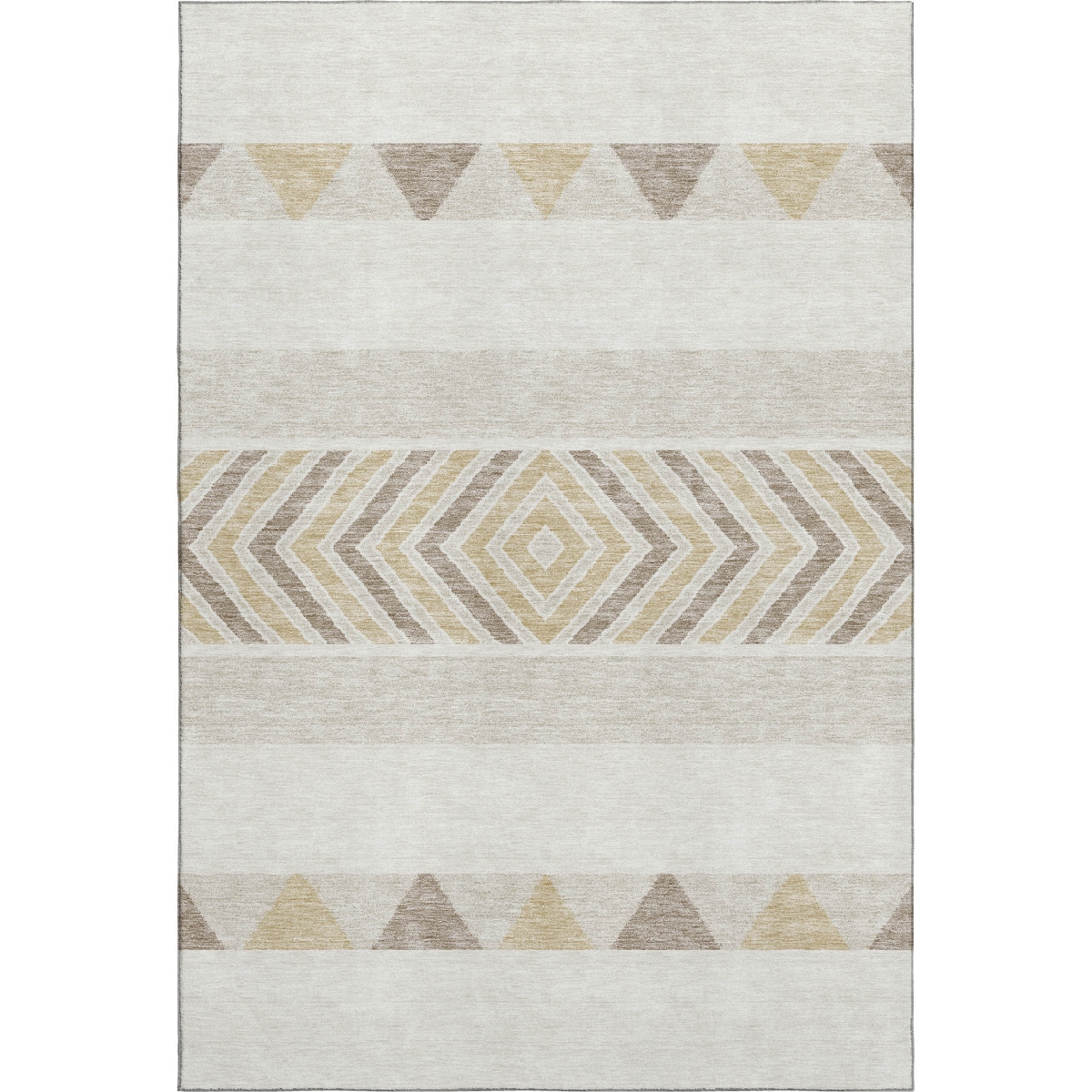 676406 5 x 8 ft. Ivory Beige & Taupe Southwestern Washable Machine Made Rectangle Area Rug with UV Protection