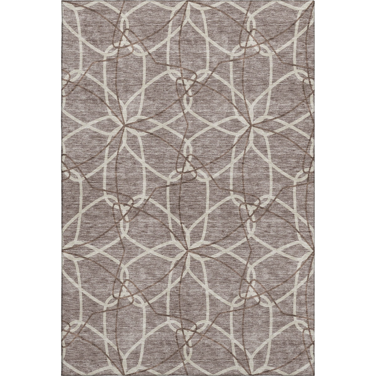 675548 5 x 8 ft. Taupe Beige & Brown Geometric Washable Machine Made Rectangle Area Rug with UV Protection