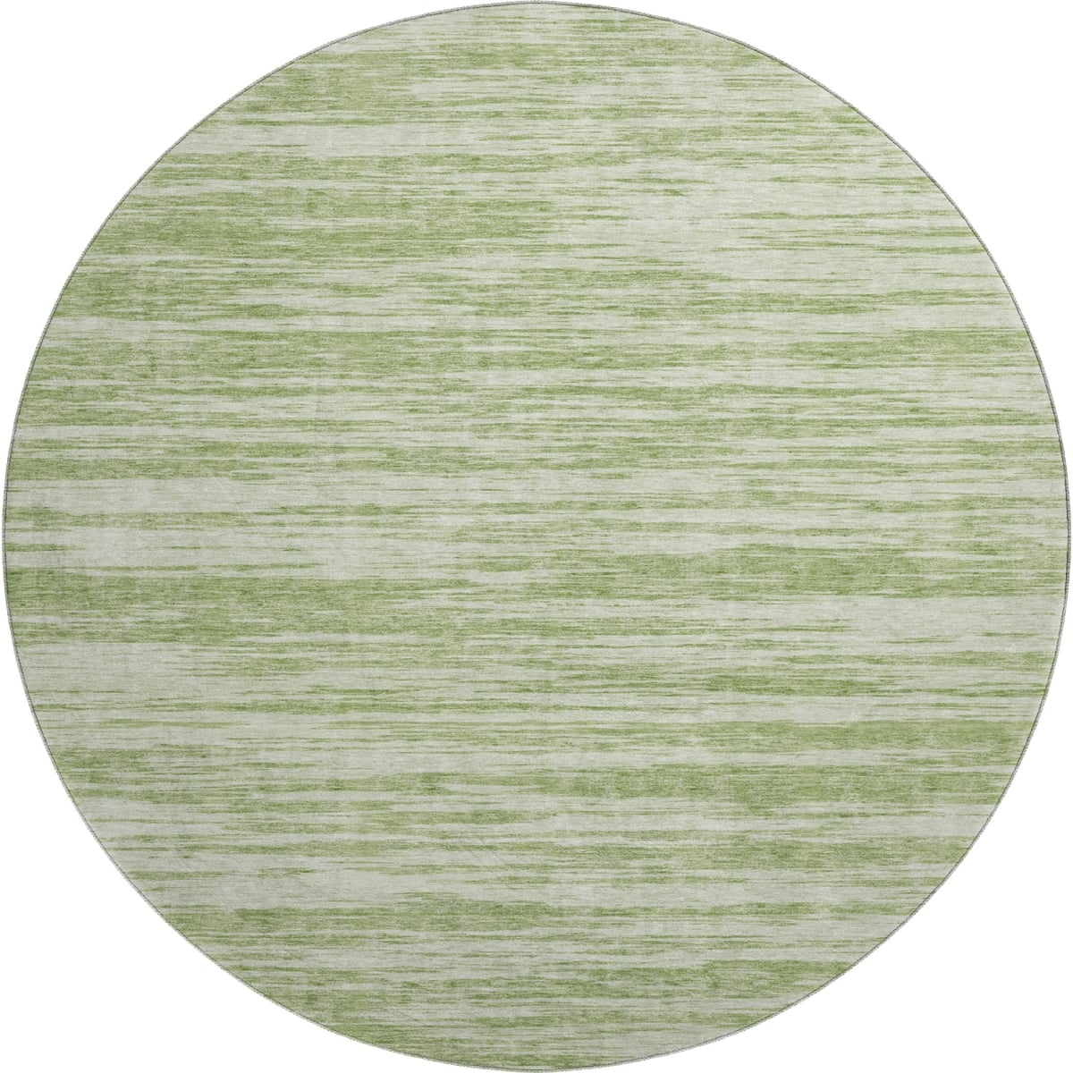 675561 8 ft. Artichoke Green & Ivory Striped Transitional Washable Round Area Rug with UV Protection