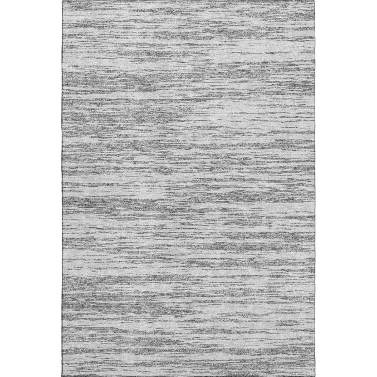 675599 9 x 12 ft. Gray & Silver Striped Transitional Washable Machine Made Rectangle Area Rug with UV Protection