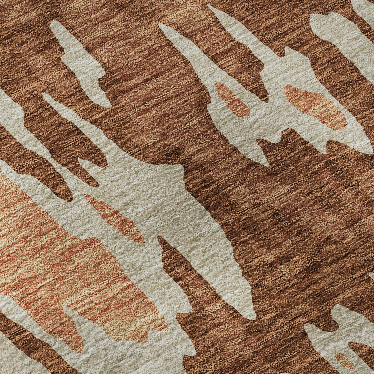 675860 5 x 8 ft. Rust Beige & Peach Abstract Washable Machine Made Rectangle Area Rug with UV Protection