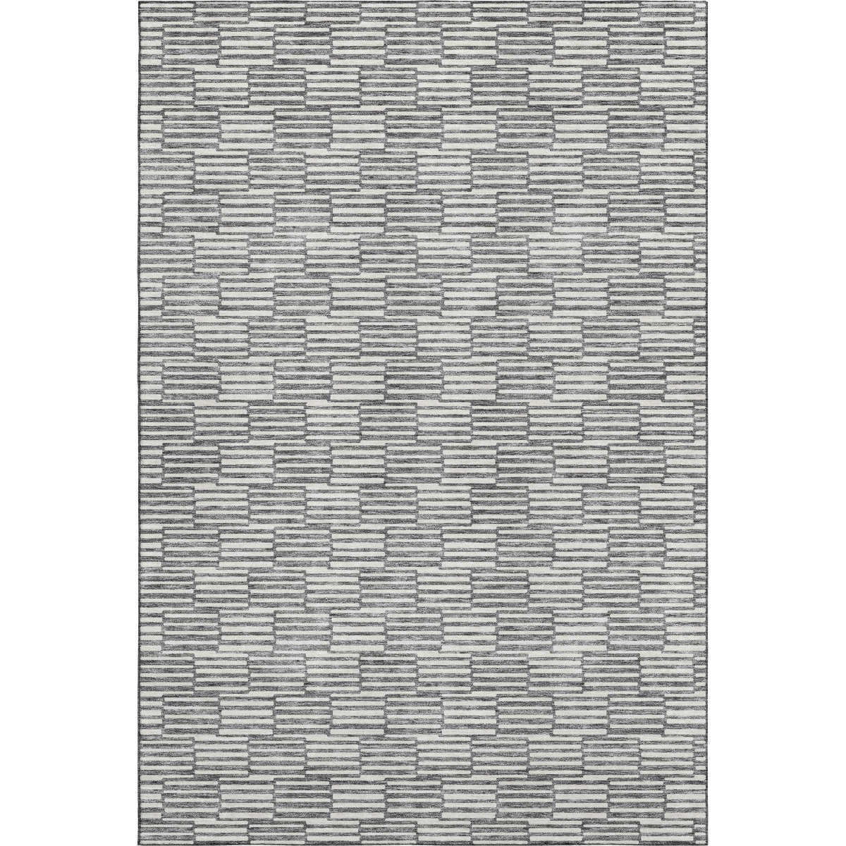 672973 5 x 8 ft. Gray & Ivory Abstract Geometric Transitional Washable Machine Made Rectangle Area Rug with UV Protection