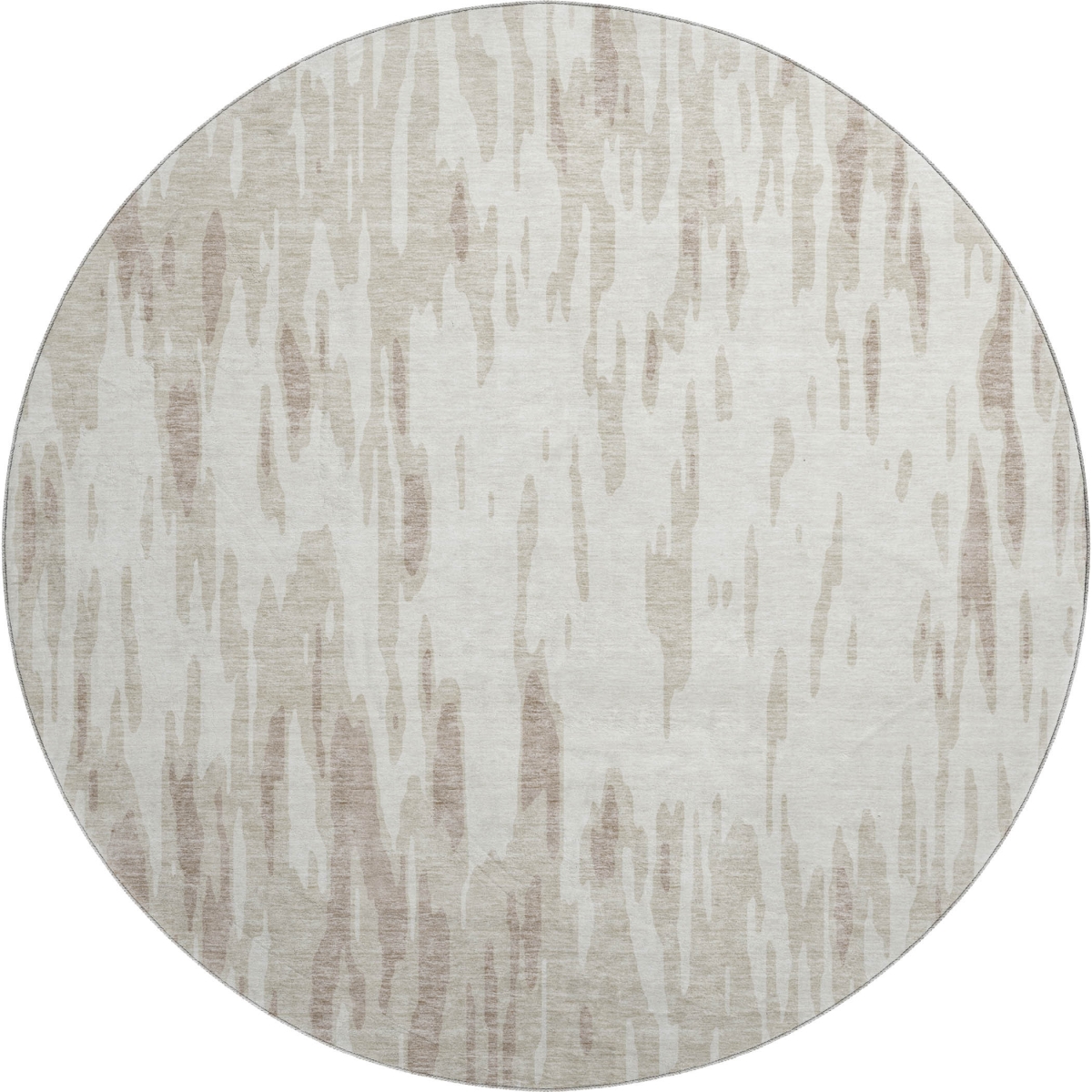 675171 8 ft. Ivory & Beige Abstract Transitional Washable Round Area Rug with UV Protection