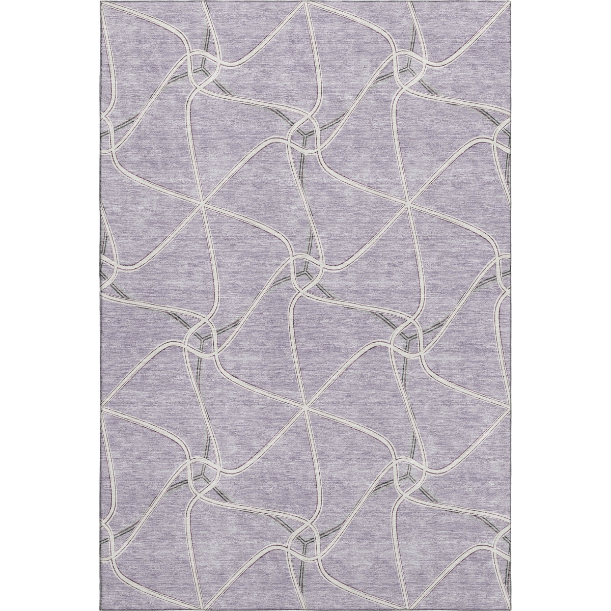 675380 5 x 8 ft. Lavender & Ivory Geometric Transitional Washable Machine Made Rectangle Area Rug with UV Protection
