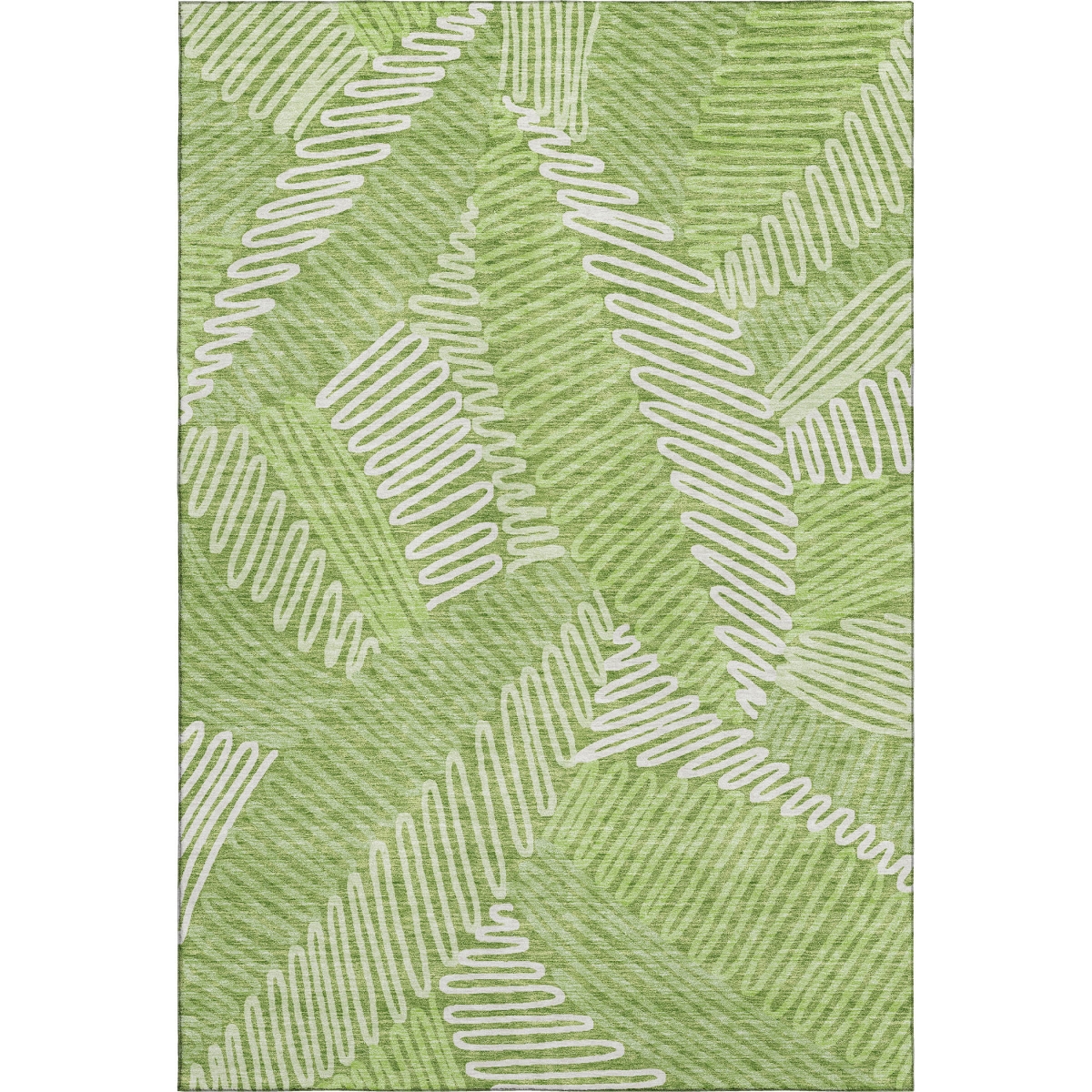 671912 10 x 14 ft. Lime Green & Ivory Floral Washable Machine Made Rectangle Area Rug with UV Protection