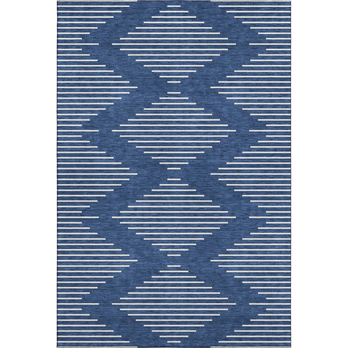 679762 10 x 14 ft. Navy Blue & Ivory Geometric Transitional Washable Machine Made Rectangle Area Rug with UV Protection
