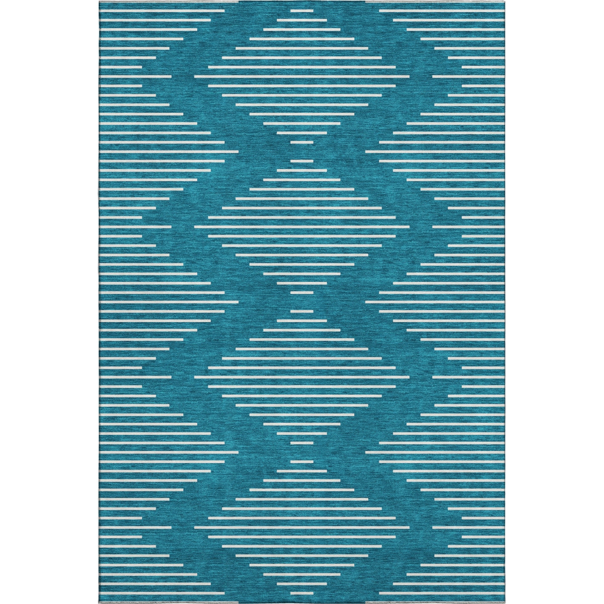 679784 8 x 10 ft. Teal & Ivory Geometric Transitional Washable Machine Made Rectangle Area Rug with UV Protection