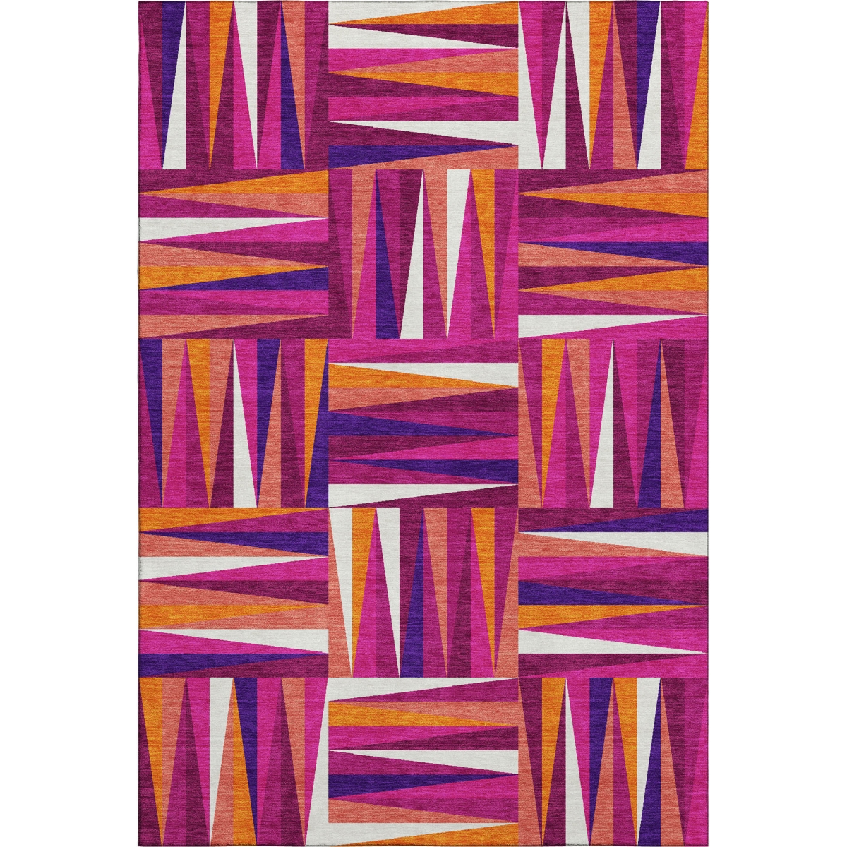 679416 5 x 8 ft. Burgundy Purple & Orange Geometric Washable Machine Made Rectangle Area Rug with UV Protection