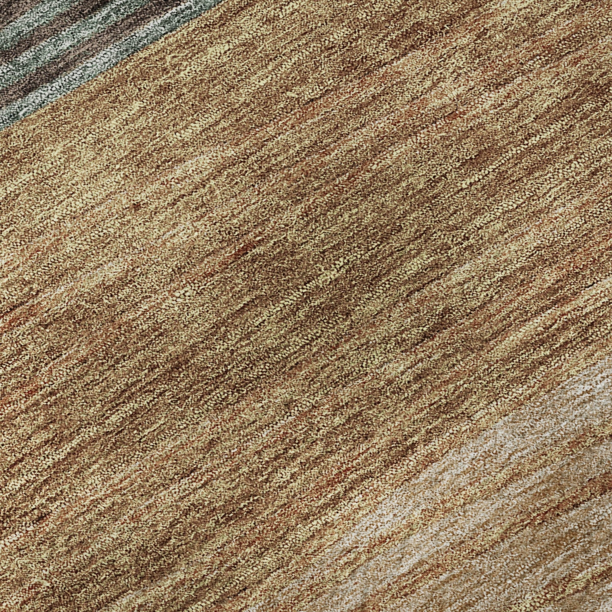 662121 10 x 14 ft. Terra Cotta Gray & Beige Striped Washable Machine Made Rectangle Area Rug with UV Protection