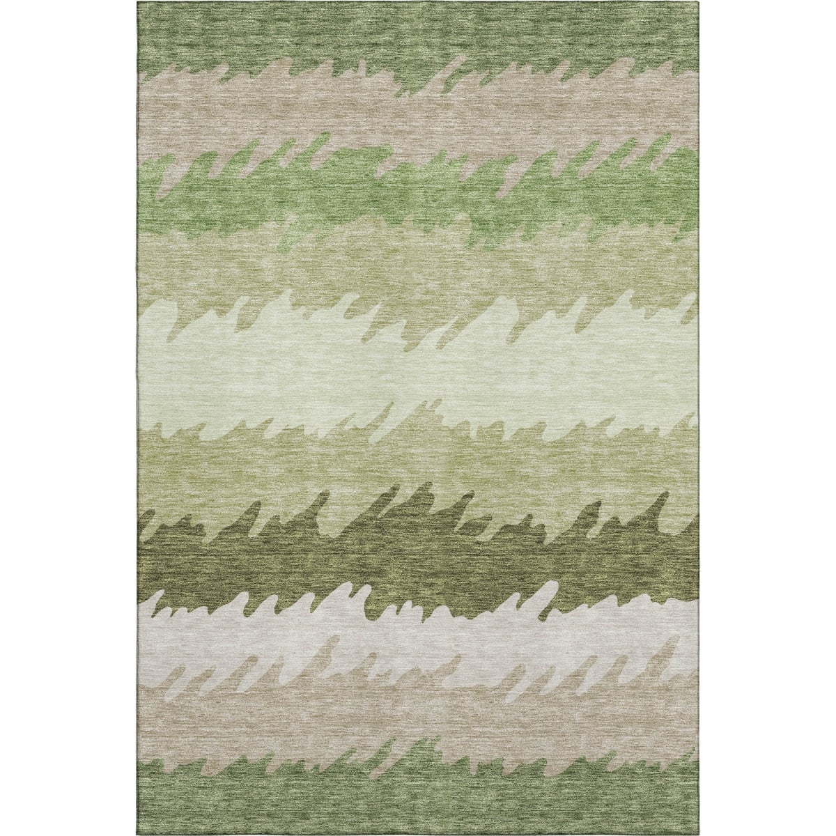 662150 9 x 12 ft. Green & Beige Striped Transitional Washable Machine Made Rectangle Area Rug with UV Protection
