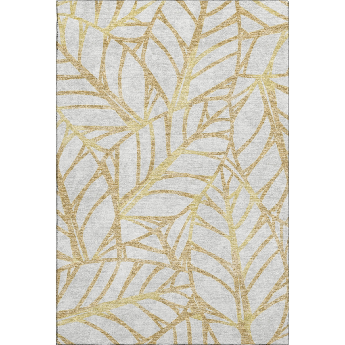 662491 5 x 8 ft. Gold & Beige Floral Transitional Washable Machine Made Rectangle Area Rug with UV Protection