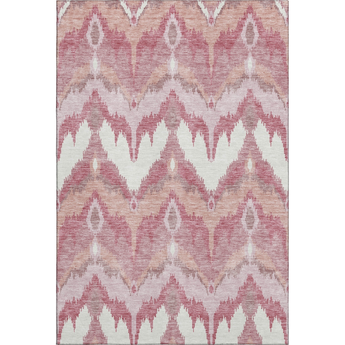 662625 8 x 10 ft. Blush Ivory & Pink Ikat Washable Machine Made Rectangle Area Rug with UV Protection
