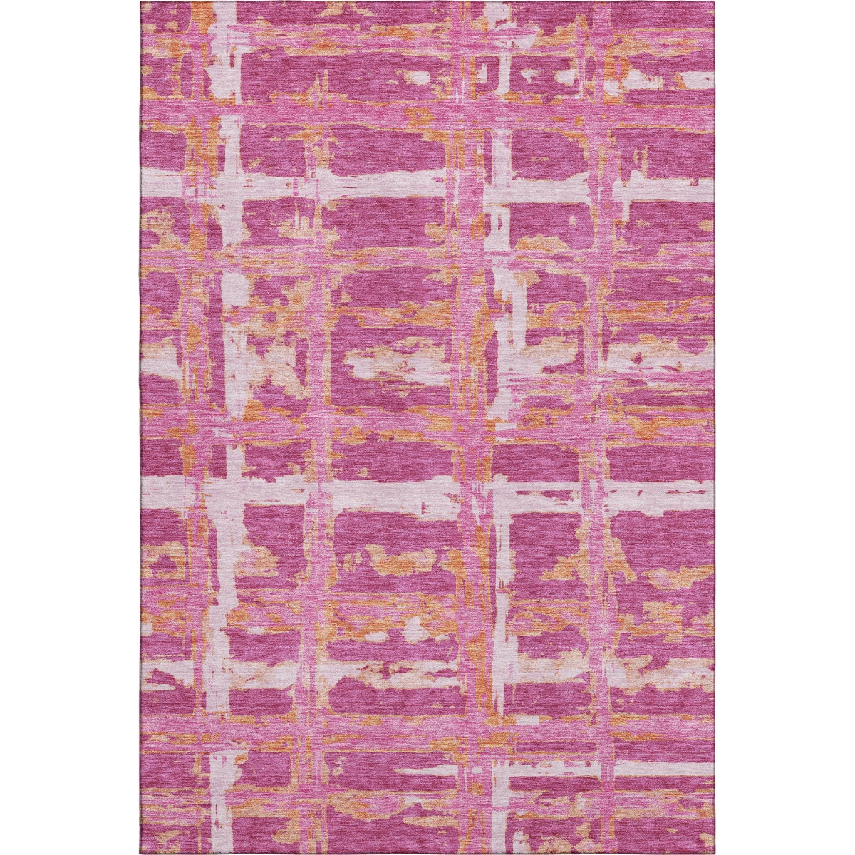 662770 9 x 12 ft. Blush Ivory & Orange Striped Washable Machine Made Rectangle Area Rug with UV Protection