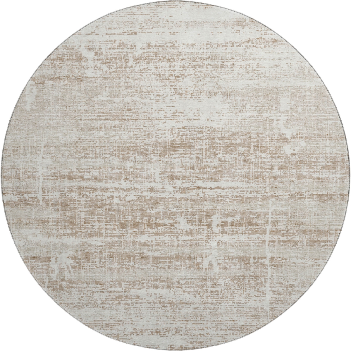 662900 8 ft. Beige & Ivory Abstract Transitional Washable Round Area Rug with UV Protection