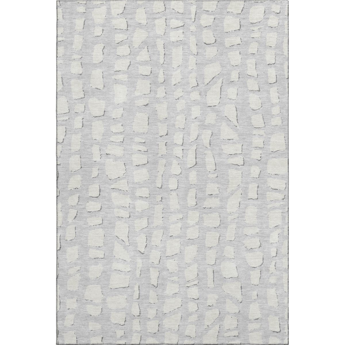 663387 8 x 10 ft. Silver & Ivory Cobblestone Washable Machine Made Rectangle Area Rug with UV Protection