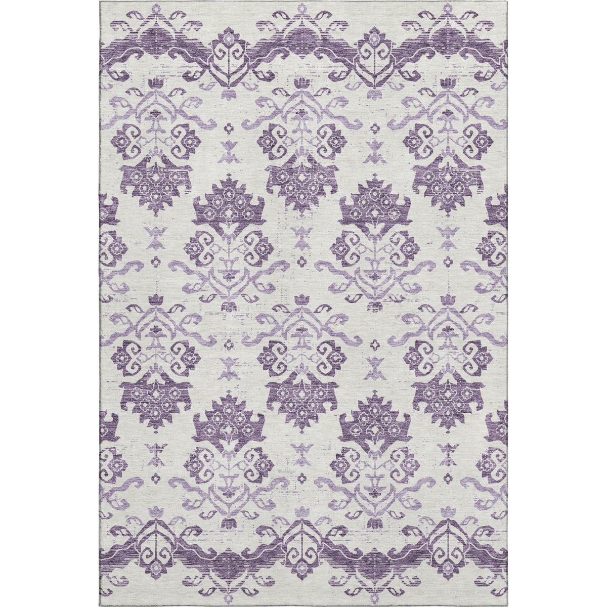 663785 9 x 12 ft. Purple & Ivory Medallion Transitional Washable Machine Made Rectangle Area Rug with UV Protection