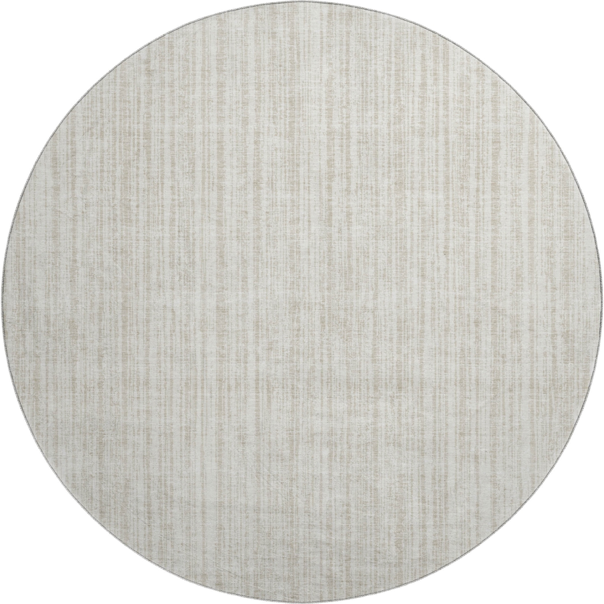 663831 8 ft. Ivory & Beige Striped Transitional Washable Round Area Rug with UV Protection
