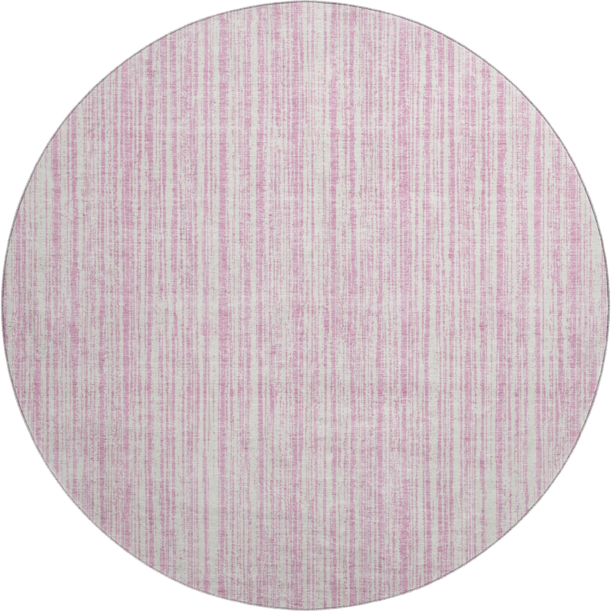 663855 8 ft. Pink & Ivory Striped Transitional Washable Round Area Rug with UV Protection