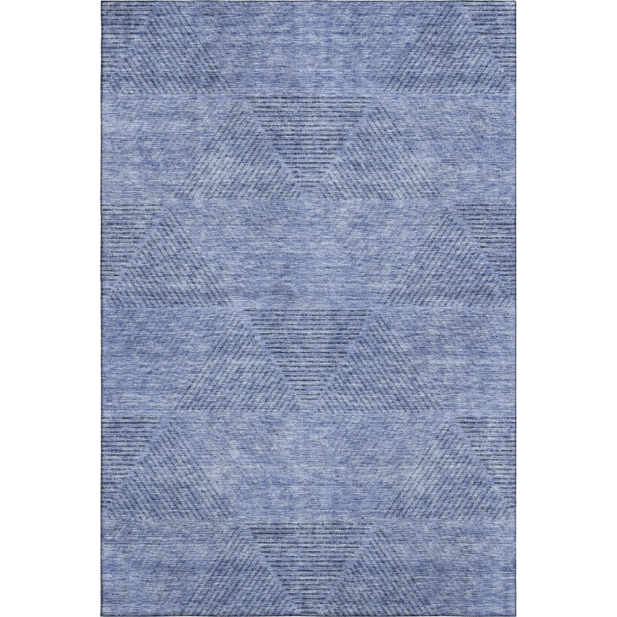 664838 8 x 10 ft. Blue & Gray Geometric Washable Machine Made Rectangle Area Rug with UV Protection