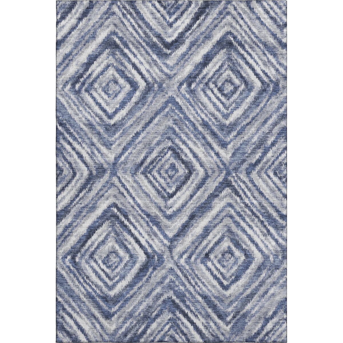 665013 9 x 12 ft. Blue, Ivory & Gray Geometric Transitional Washable Machine Made Rectangle Area Rug with UV Protection