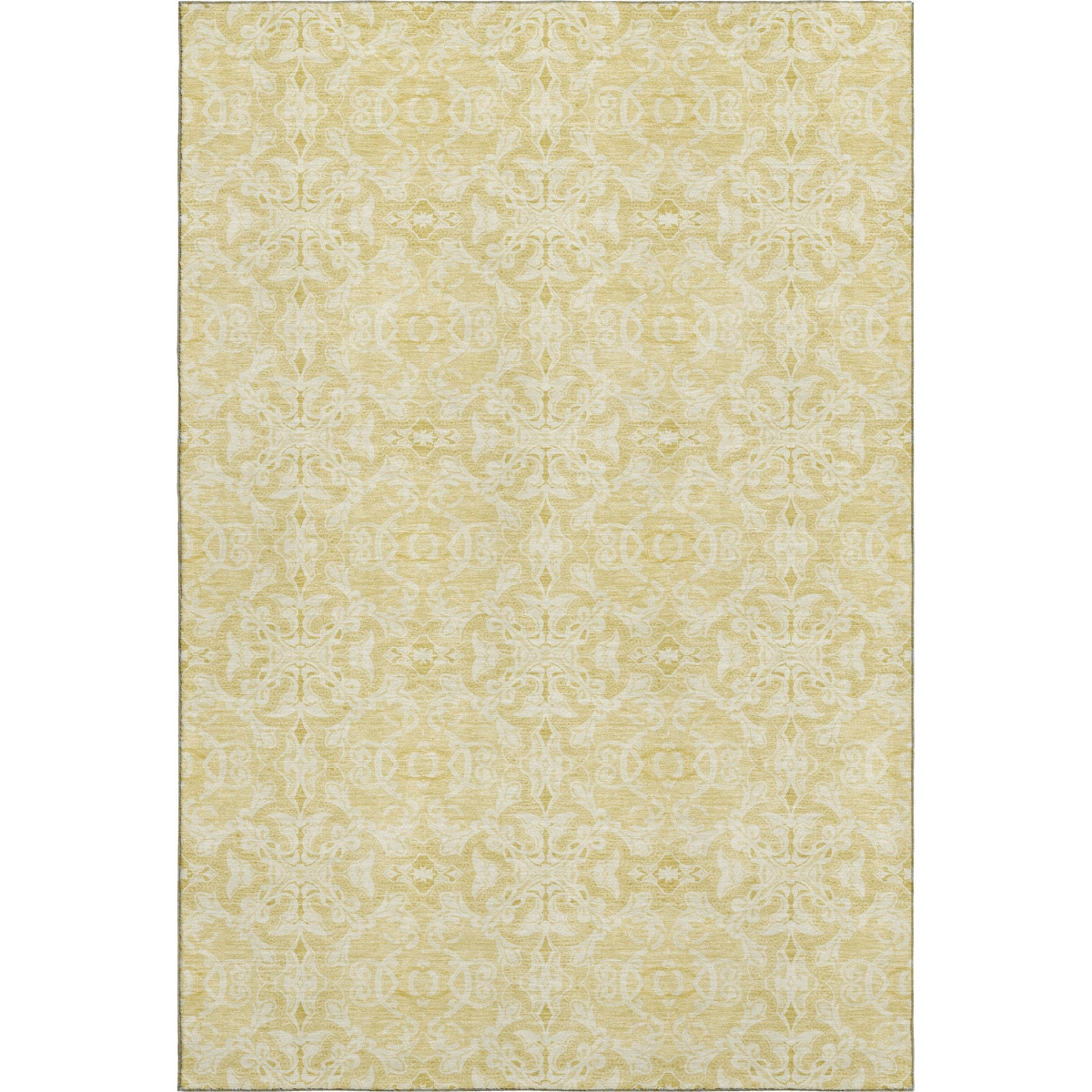 665134 10 x 14 ft. Gold & Ivory Medallion Transitional Washable Machine Made Rectangle Area Rug with UV Protection