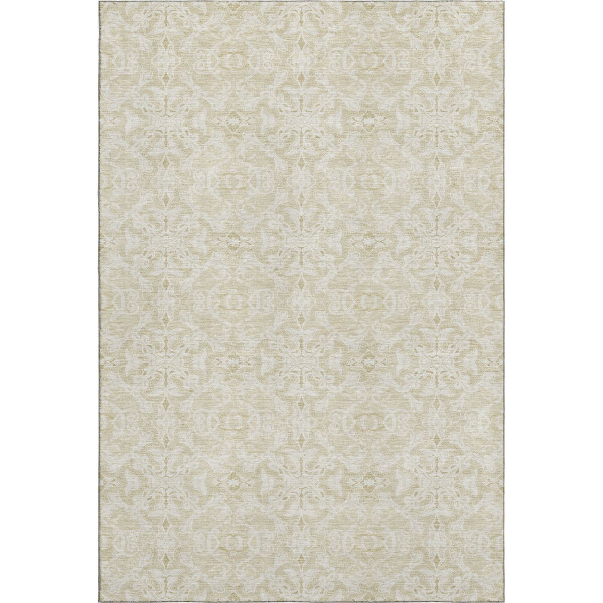 665182 10 x 14 ft. Tan & Beige Medallion Washable Machine Made Rectangle Area Rug with UV Protection
