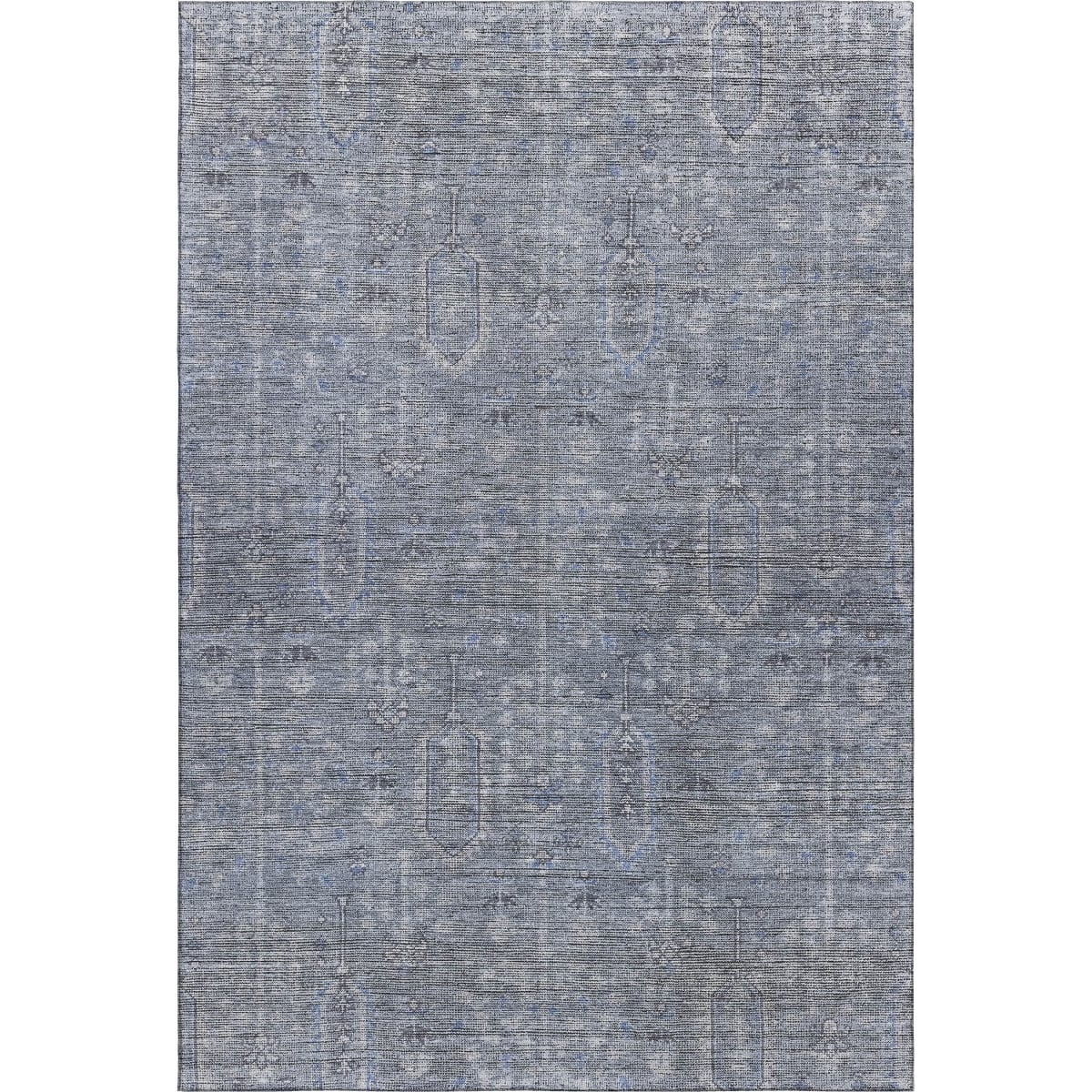 665387 5 x 8 ft. Blue & Gray Southwestern Washable Machine Made Rectangle Area Rug with UV Protection