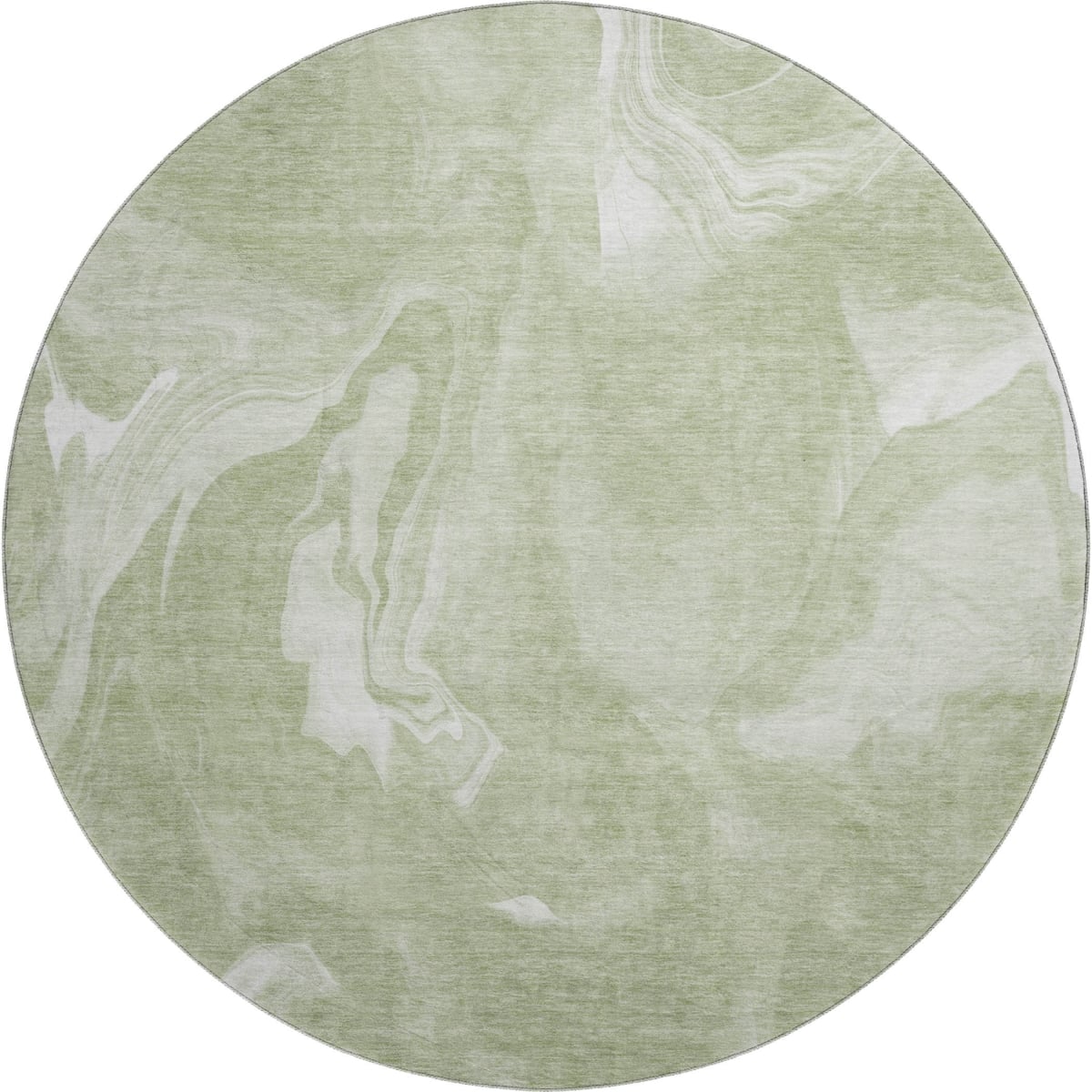 665816 8 ft. Artichoke Green & Ivory Abstract Transitional Washable Round Area Rug with UV Protection