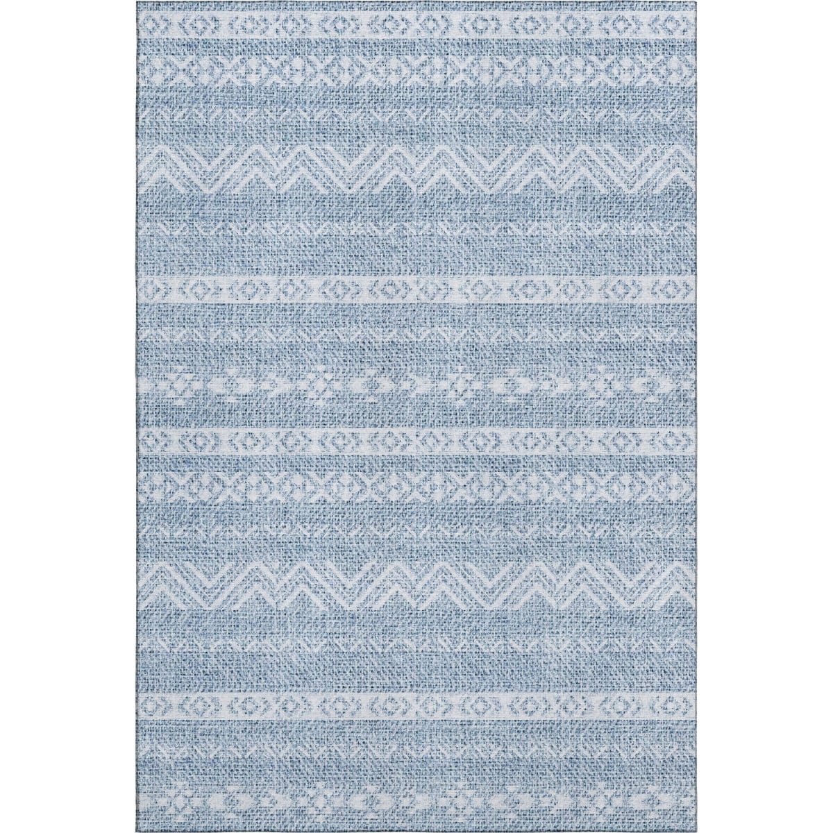 665873 10 x 14 ft. Blue & Ivory Southwestern Transitional Washable Machine Made Rectangle Area Rug with UV Protection