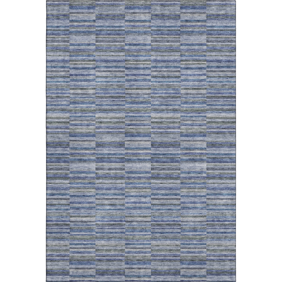 666265 5 x 8 ft. Navy Blue & Gray Striped Transitional Washable Machine Made Rectangle Area Rug with UV Protection