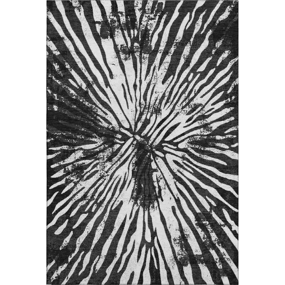666372 8 x 10 ft. Black & Ivory Zebra Print Washable Machine Made Rectangle Area Rug with UV Protection