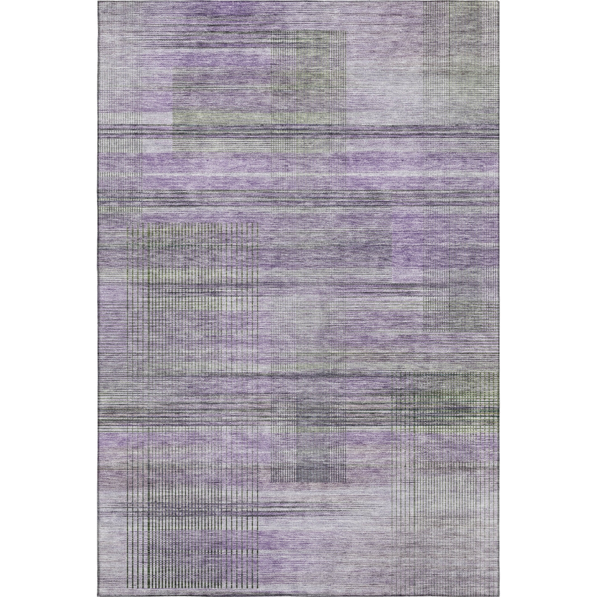 666445 9 x 12 ft. Purple & Gray Striped Transitional Washable Machine Made Rectangle Area Rug with UV Protection