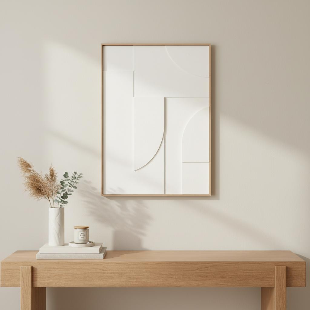 653971 White Geo Mache Brown Shadowbox Wall Art
